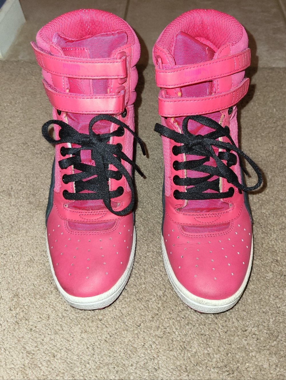 Puma High-Top Sneakers in Bright Pink - With Hidden Wedge